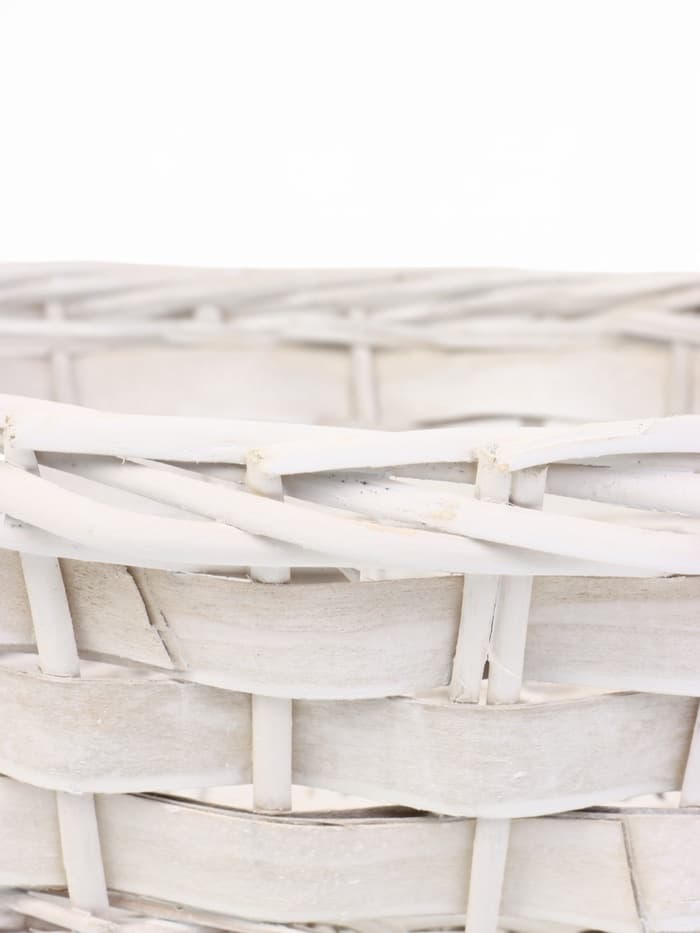 Корзина плетёная для хранения Alba, с ручкой, белая, набор 2 шт.