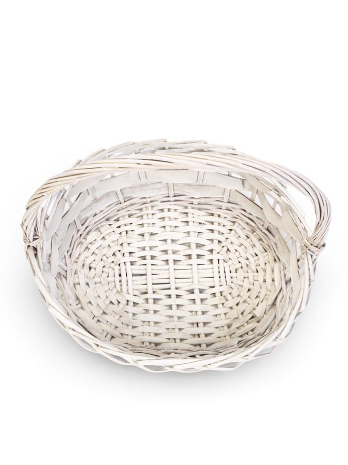 Корзина плетёная для хранения Alba, с ручкой, белая, набор 2 шт.