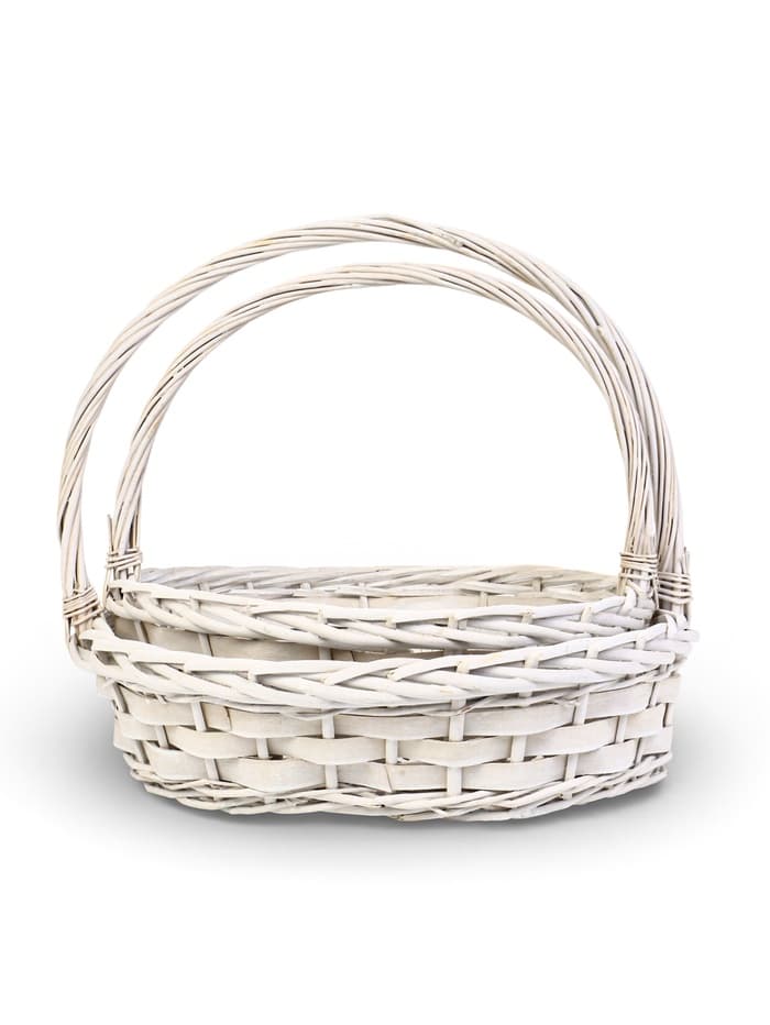 Корзина плетёная для хранения Alba, с ручкой, белая, набор 2 шт.