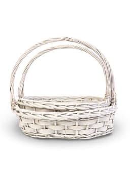 Корзина плетёная для хранения Alba, с ручкой, белая, набор 2 шт.