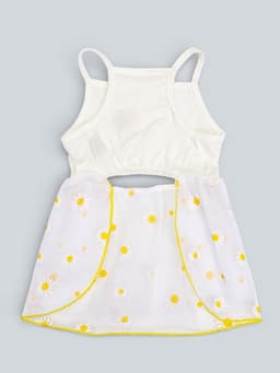 Сарафан для животных «Ромашка», размер L, ДС 35, ОГ 45 см, белый