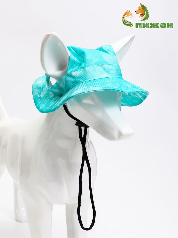 Панама для собак и кошек, размер M, ОГ - 35 см, вес 7-15 кг, бирюзовая