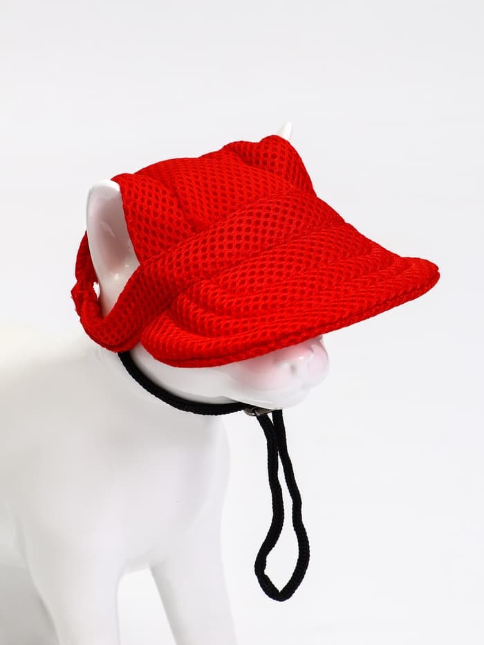 Кепка для животных, размер S, ОГ - 31 см, высота 8.5 см, красная