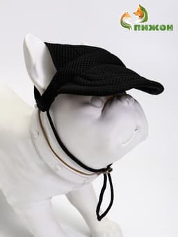 Кепка для собак и кошек, размер L, ОГ - 44 см, высота 13.5 см, чёрная