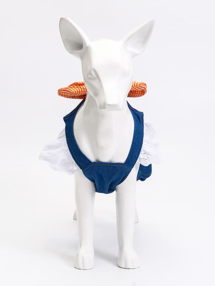 Платье для животных «Стиль», размер L, ДС 35, ОГ 45 см, под джинсу, синий