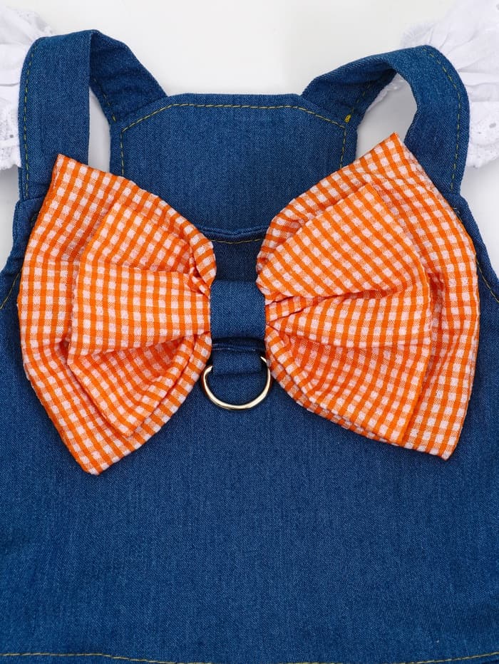 Платье для животных «Стиль», размер L, ДС 35, ОГ 45 см, под джинсу, синий