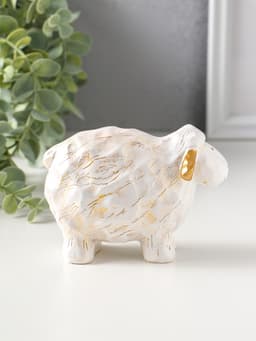 Фигурка полистоун «Барашек», белый с золотом, 5.5×12×8 см