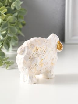 Фигурка полистоун «Барашек», белый с золотом, 5.5×12×8 см