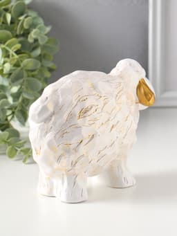 Фигурка полистоун «Бараш», белый с золотом, 8×17.5×12.5 см
