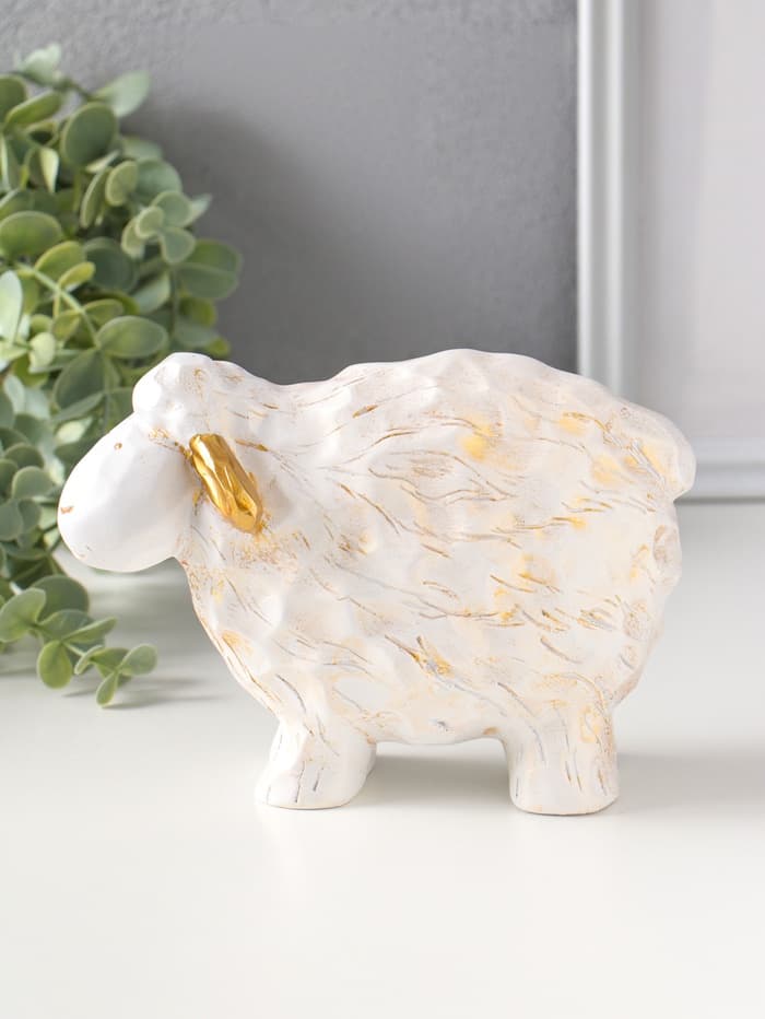 Фигурка полистоун «Бараш», белый с золотом, 8×17.5×12.5 см