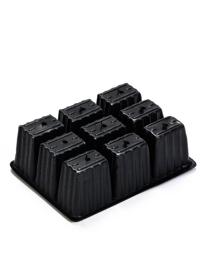 Кассета для рассады, 18×13.5×5.5 см, 9 ячеек, ячейка 100 мл, пластиковая, чёрная, набор 20 шт.