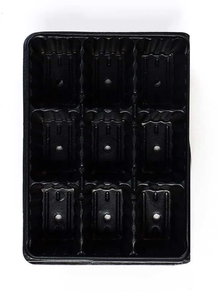 Кассета для рассады, 18×13.5×5.5 см, 9 ячеек, ячейка 100 мл, пластиковая, чёрная, набор 20 шт.