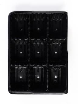 Кассета для рассады, 18×13.5×5.5 см, 9 ячеек, ячейка 100 мл, пластиковая, чёрная, набор 20 шт.