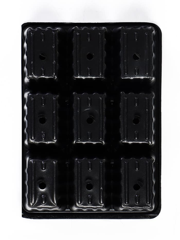 Кассета для рассады, 18×13.5×5.5 см, 9 ячеек, ячейка 100 мл, пластиковая, чёрная, набор 20 шт.