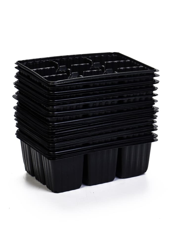 Кассета для рассады, 18×13.5×5.5 см, 9 ячеек, ячейка 100 мл, пластиковая, чёрная, набор 20 шт.