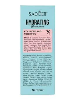 Увлажняющая сыворотка для лица Sadoer с гиалуроновой кислотой, экстракт шиповника, 30 мл