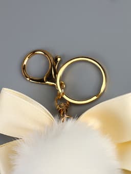 Брелок для ключей на кольце с карабином «Пушистик: Бант с подвеской», белый, на рюкзак, сумку, 12×5×5 см