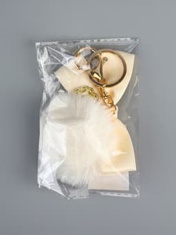 Брелок для ключей на кольце с карабином «Пушистик: Бант с подвеской», белый, на рюкзак, сумку, 12×5×5 см