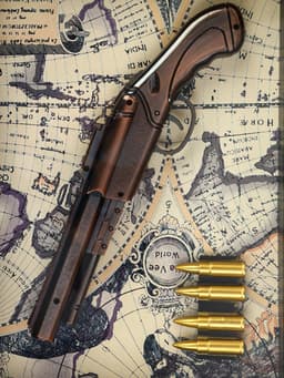 Панно настенное в раме с макетом оружия сувенирного «Карта. Револьвер и 4 пули», 26×36×5 см