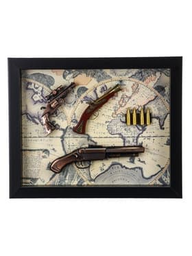 Панно настенное в раме с макетом оружия сувенирного «Карта. Револьверы и 4 пули», 35×43×4.5 см