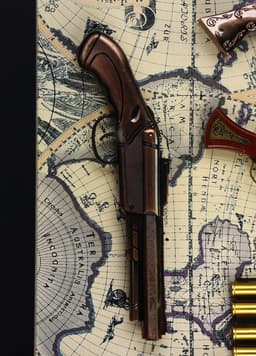 Панно настенное в раме с макетом оружия сувенирного «Карта. Револьверы и 4 пули», 35×43×4.5 см