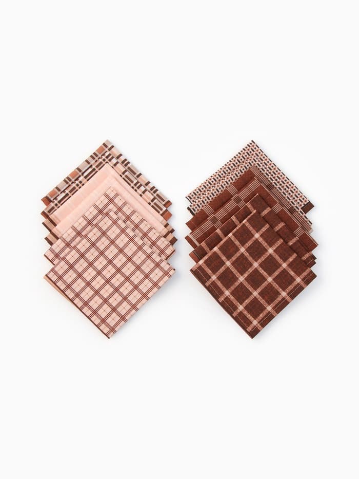 Платки носовые мужские «Этель», 30×30 см, набор 12 шт., 100% хлопок, коричневые, рисунок МИКС