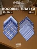 Платки носовые мужские «Этель», 30×30 см, набор 12 шт., 100% хлопок, синие, рисунок МИКС