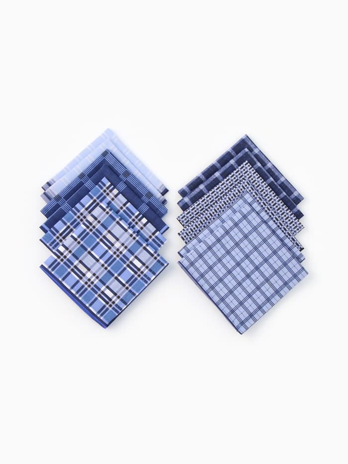 Платки носовые мужские «Этель», 30×30 см, набор 12 шт., 100% хлопок, синие, рисунок МИКС