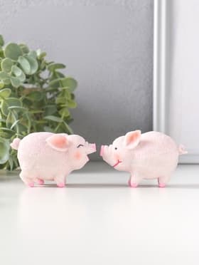 Набор фигурок 2 шт. полистоун «Поросята - поцелуй», 4×7.3×4.5 см
