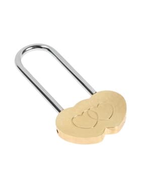 Замок навесной ТУНДРА Сердечко двойное, сувенирный, цвет золото