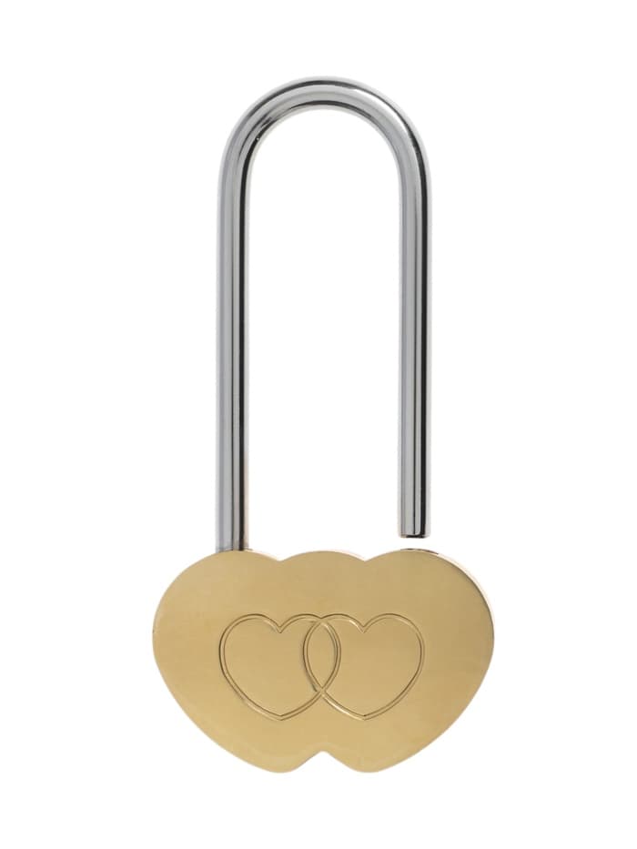 Замок навесной ТУНДРА Сердечко двойное, сувенирный, цвет золото