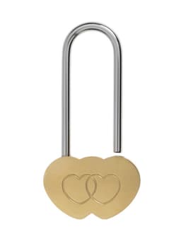 Замок навесной ТУНДРА Сердечко двойное, сувенирный, цвет золото