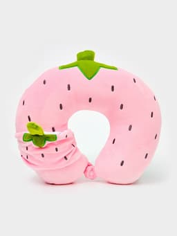 Мягкая игрушка - антистресс подголовник «Клубничка» с маской для сна