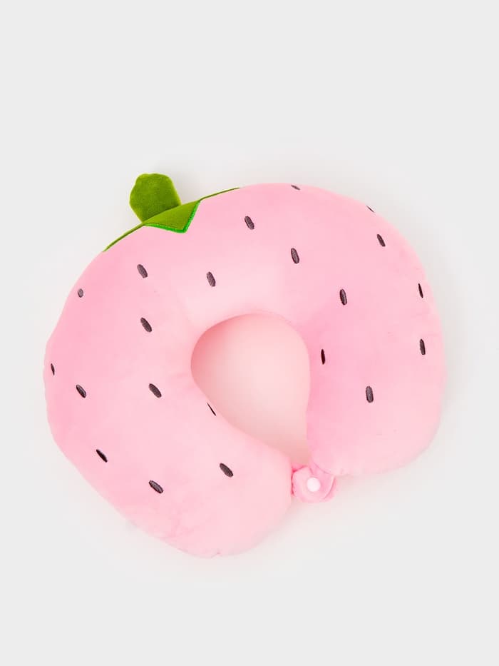 Мягкая игрушка - антистресс подголовник «Клубничка» с маской для сна