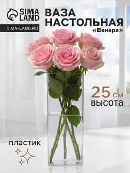 Ваза для цветов «Альваро» геометрия, 25×10 см, пластик, прозрачная