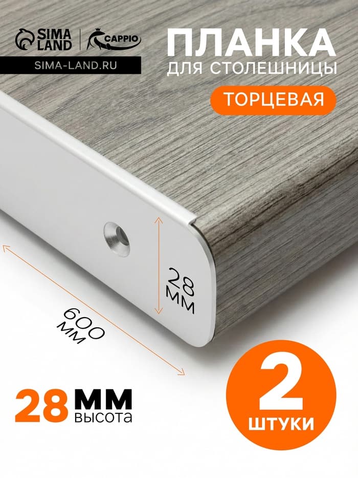 Планка для столешницы торцевая CAPPIO, 28 мм, цвет хром, набор 2 шт.