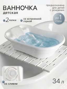 Набор: ванна детская для купания, полки 2 шт.
