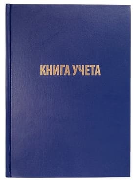 Книга учета А4, 128 листов, клетка, 200×290 мм, бумвинил, синий, блок офсетный
