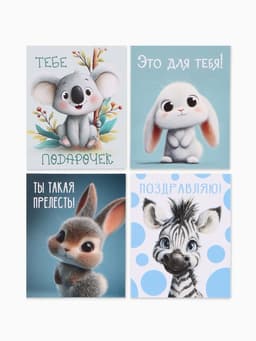 Открытки мини «Малышам», набор 35 шт., 8×9.5 см