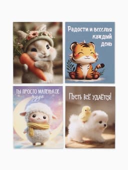 Открытки мини «Малышам», набор 35 шт., 8×9.5 см