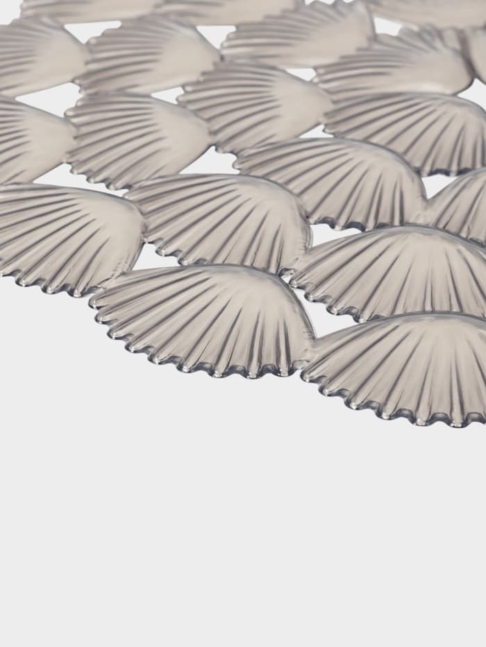 Коврик для раковины Доляна «Ракушки», круглый, d=29 см, прозрачный, серо-коричневый