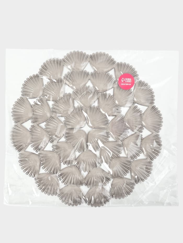 Коврик для раковины Доляна «Ракушки», круглый, d=29 см, прозрачный, серо-коричневый