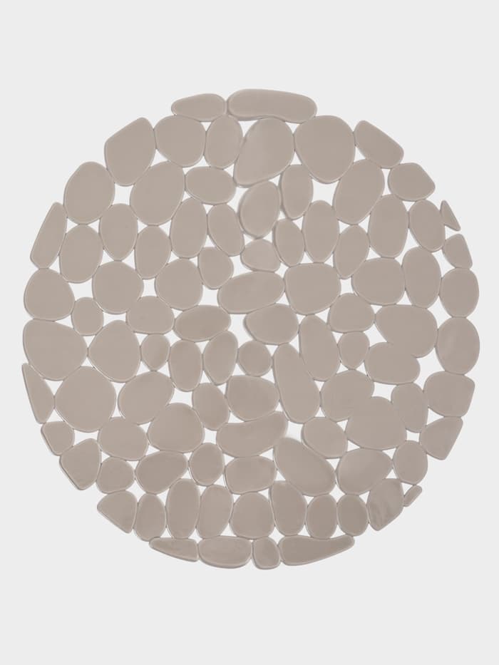 Коврик для раковины Доляна «Галька», круглый, d=29 см, прозрачный, серо-коричневый