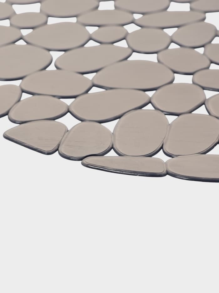 Коврик для раковины Доляна «Галька», круглый, d=29 см, прозрачный, серо-коричневый