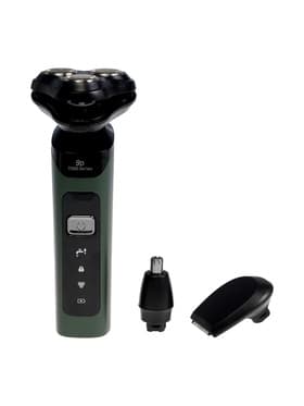 Электробритва LBR-13, роторная, 3 Вт, триммер, 3 головки, сухое бритьё, от АКБ, зелёная