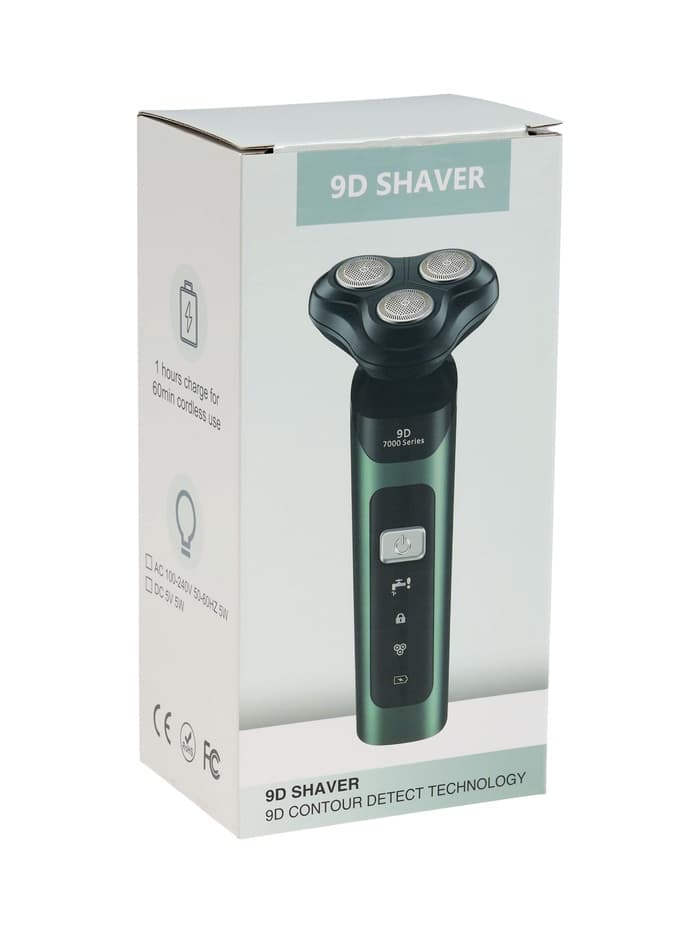 Электробритва LBR-13, роторная, 3 Вт, триммер, 3 головки, сухое бритьё, от АКБ, зелёная