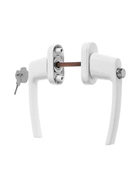 Ручка для окон ПВХ ТУНДРА с замком, алюминий, 32 мм, белая, набор 2 шт.