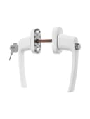 Ручка для окон ПВХ ТУНДРА с замком, алюминий, 32 мм, белая, набор 2 шт.