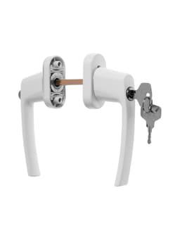 Ручка для окон ПВХ ТУНДРА с замком, алюминий, 32 мм, белая, набор 2 шт.