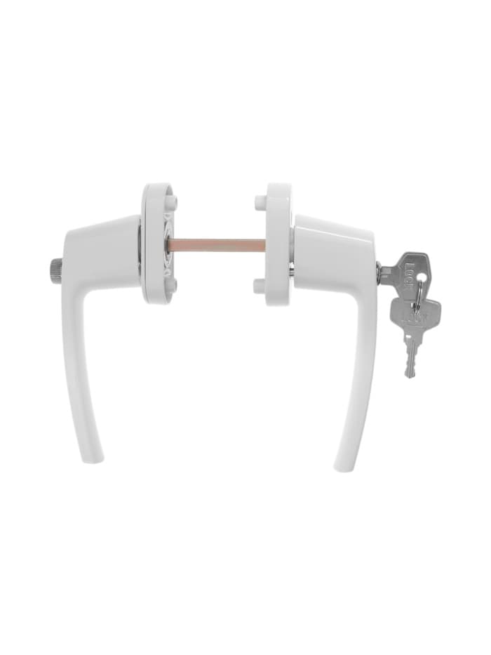 Ручка для окон ПВХ ТУНДРА с замком, алюминий, 32 мм, белая, набор 2 шт.